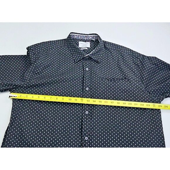 Paper Denim Cloth Stretch Fabric Classeic Size 2XL Black Polka Dots Short Sleeve - Picture 3 of 9